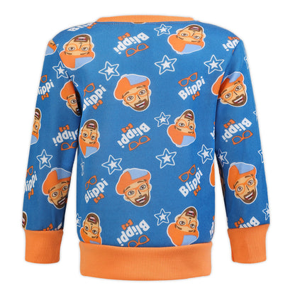 Blippi Boys’ Long Sleeve T-Shirt and Jogger Set for Toddler and Little Kids – Blue