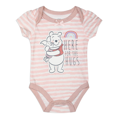 Disney Girls’ Dumbo, Princess Or Winnie The Pooh 3 Pack Bodysuit for Newborn – Pink/Grey or Pink/Green/Grey or Pink/Beige