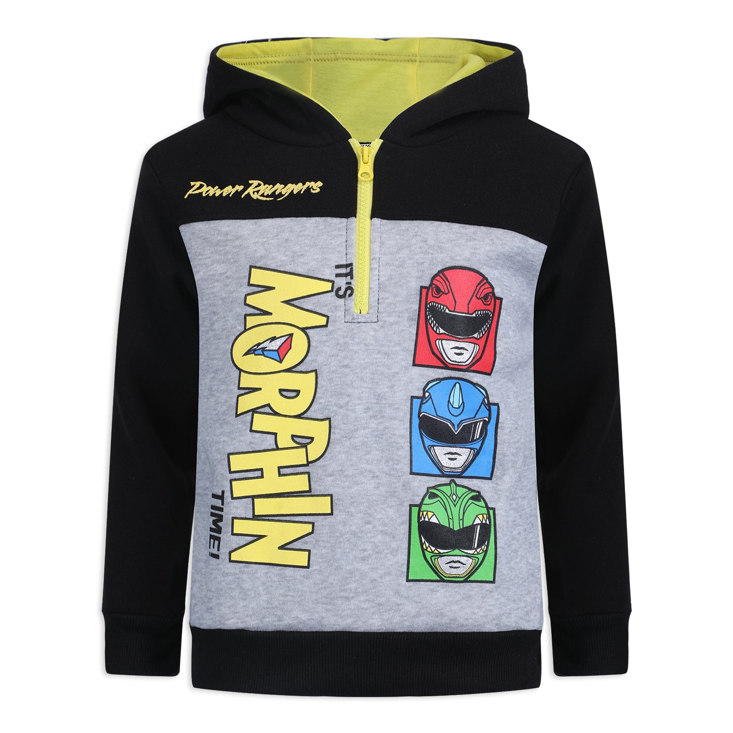 Power Rangers Boys’ Half Zip Up Hoodie for Little Kids - Black