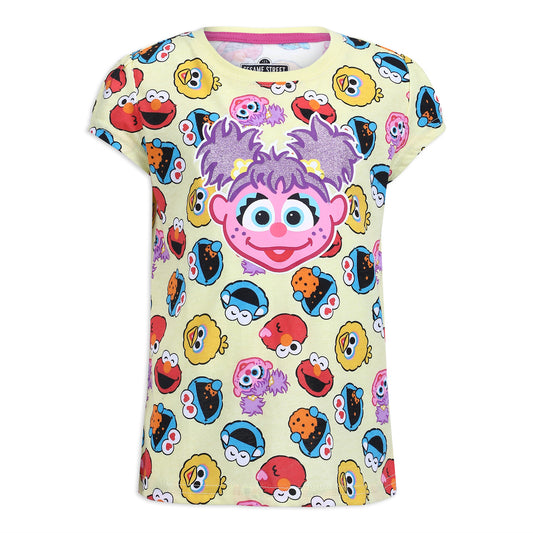 Sesame Street Girl's Abby Cadabby Short Sleeve Graphic Tee Shirt, Yellow