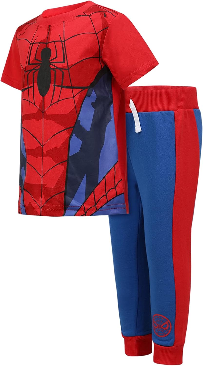 Marvel Spiderman Boys T-Shirt and Jogger Set for Toddler and Little Kids ? Red/Blue