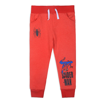 Marvel Spiderman Boys 2 Pack Joggers with Drawstring for Toddler and Little Boys - Red/Black