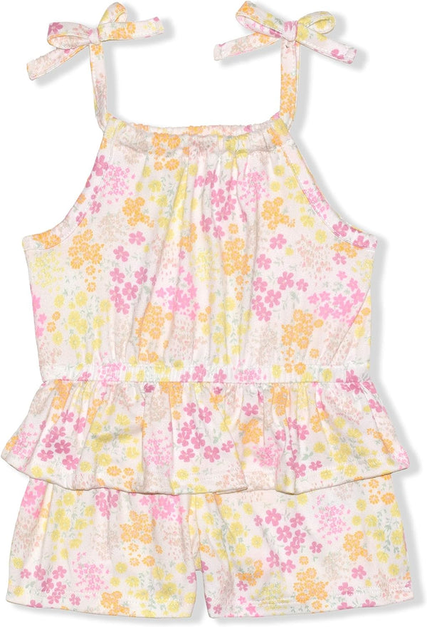 Young Hearts Girl's 2 Pack Jumpsuit with Headband for Baby and Infant ? Pink/Yellow