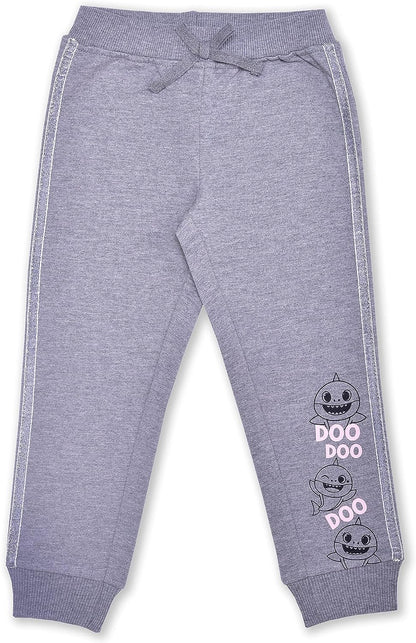 Nickelodeon Baby Shark 2 Pack Jogger Sweatpants for Girl, Toddler - Pink/Grey