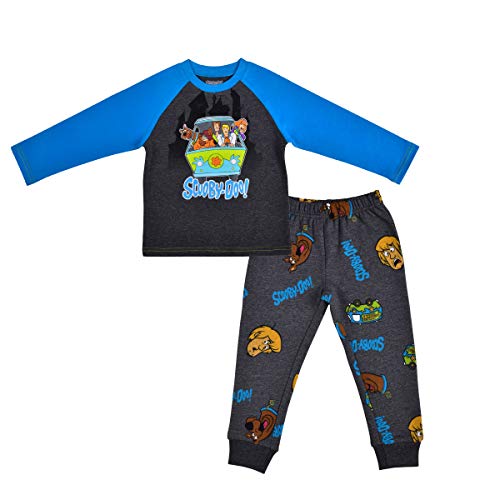 Scooby Doo 2 Piece Jogger Set for Boys, Long Sleeve Raglan Shirt and Sports Pants, Gray