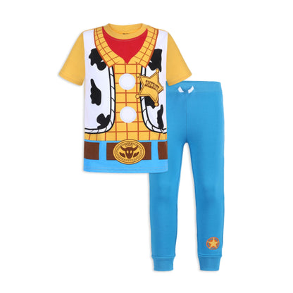 Disney Toy Story Woody and Buzz Lightyear Boys’ Costume T-Shirt and Joggers Set for Toddler and Little Kids