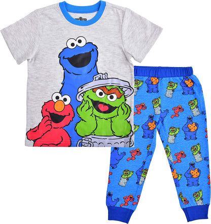 Sesame Street Boys T- Shirt and Jogger Set for Infant and Toddler – Blue/Grey