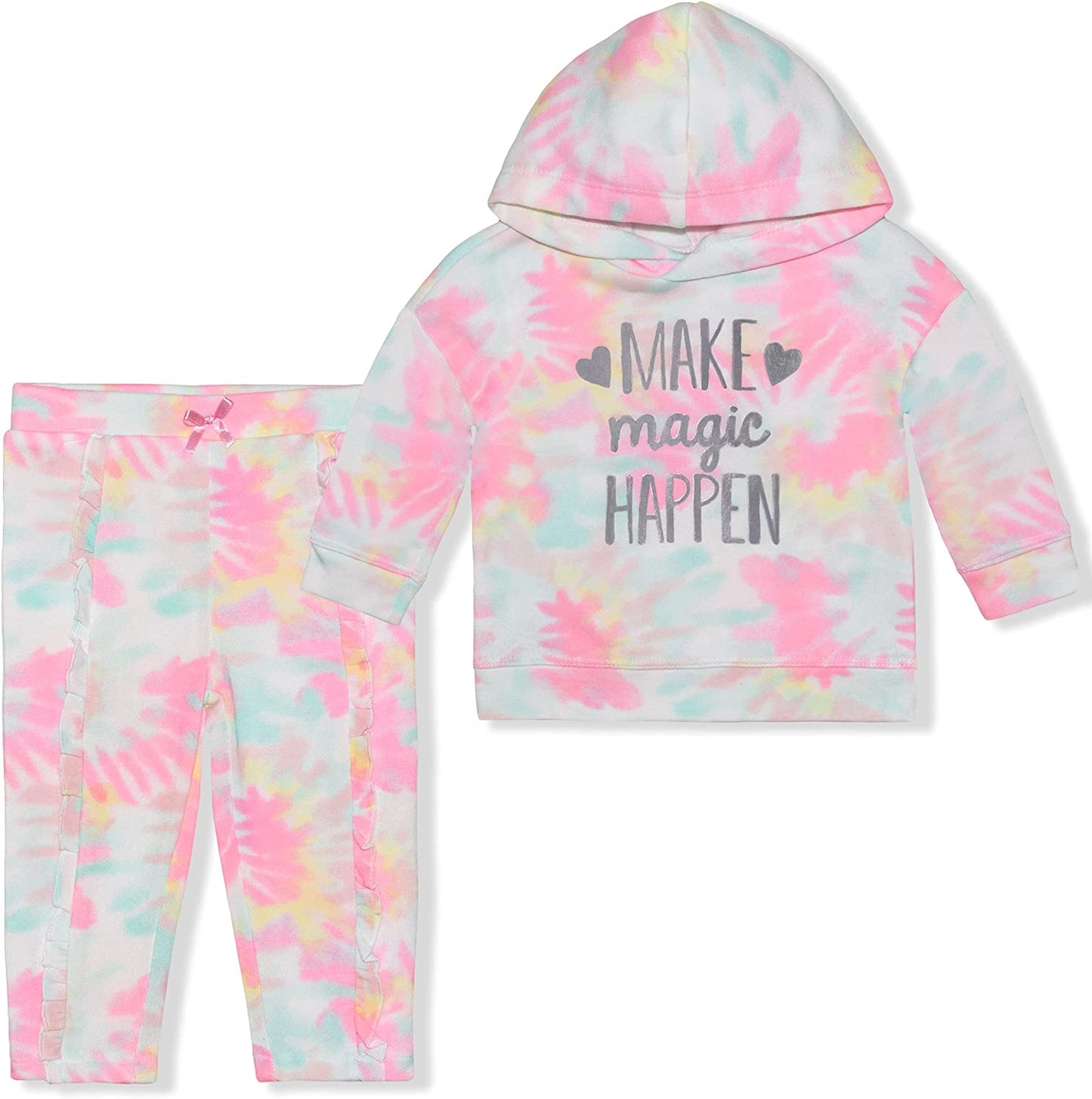 Nannette Girls’ Hoodie and Legging Set for Newborn, Infant and Toddler – Pink/Multicolor