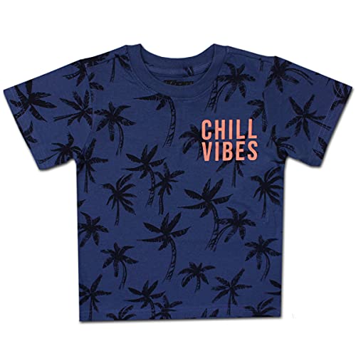 10 Threads Boy's Chill Vibes Short Sleeve Summer Tee Shirt, Blue