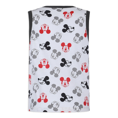 Disney Mickey Mouse Boy's 3 Piece T-Shirt, Tank Top and Shorts Set for Infant and Toddler - Red/White/Grey