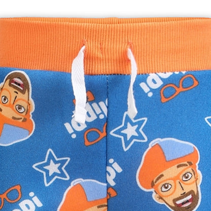 Blippi Boys’ Long Sleeve T-Shirt and Jogger Set for Toddler and Little Kids – Blue