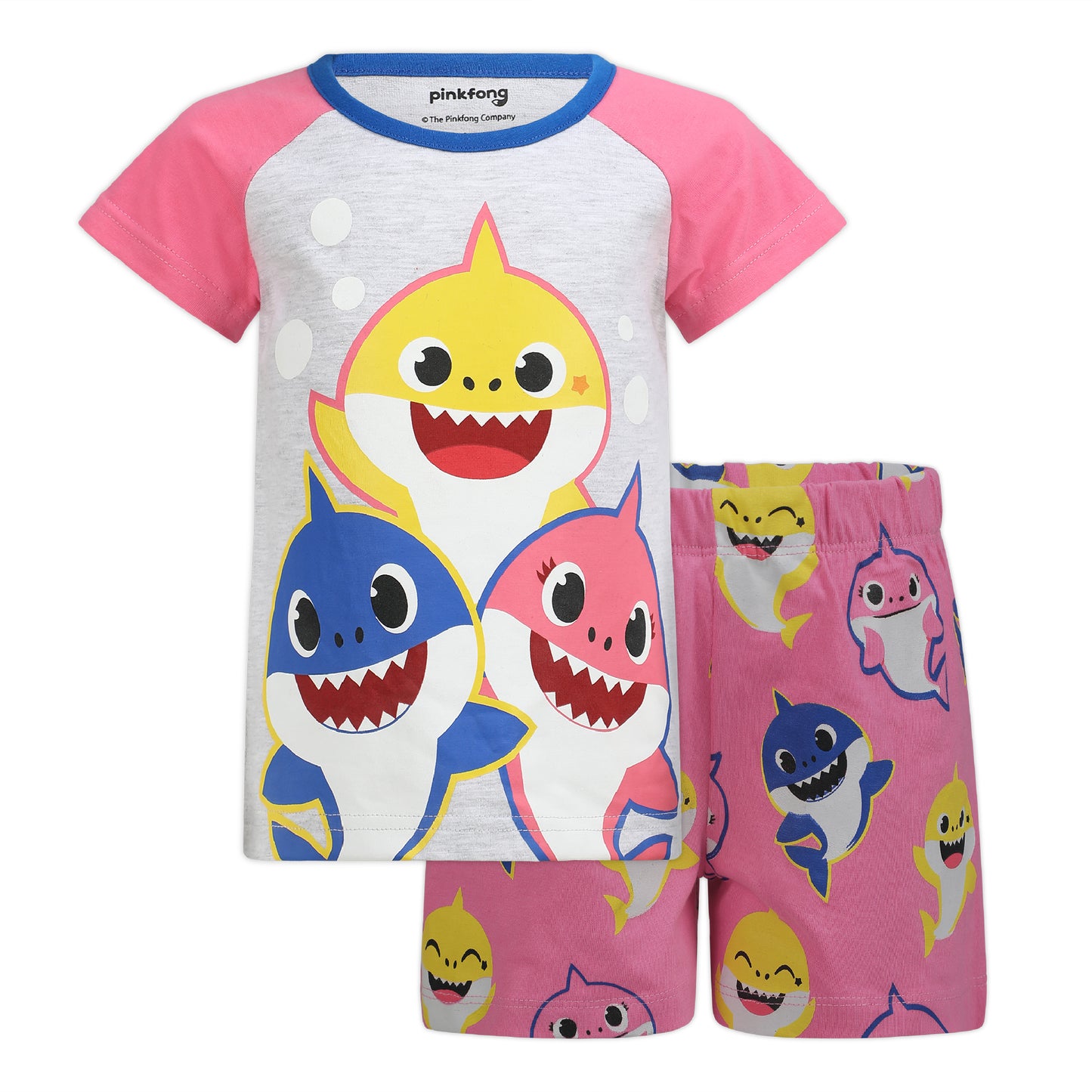 Nickelodeon Baby Shark Girls’ T-Shirt and Short Set for Infant, Toddler and Little Kids – Pink/Grey