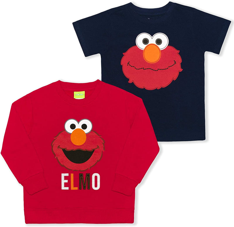 Sesame Street Boys’ Sweatshirt and T-Shirt for Infant and Toddler – Navy/Grey or Red/Navy