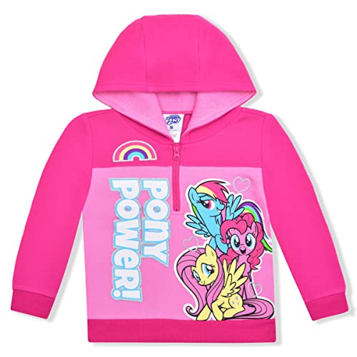 My Little Pony Girls Pullover Rainbow Dash, Pinkie Pie and Fluttershy Half Zip Up Hoodie