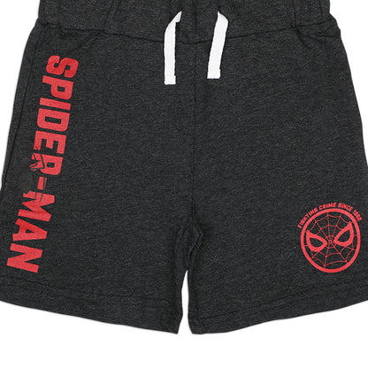 Marvel Avengers Spiderman Boys’ Shorts with Drawstring 2 Pack for Toddler and Little Kids – Grey/Red/Blue