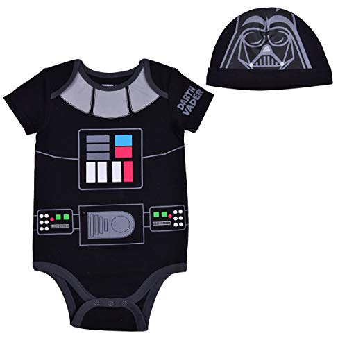 Star Wars Boys’ Roleplay Short Sleeve Bodysuit for Newborn and Infant – White or Brown or Black