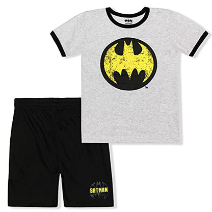 DC Comics Batman Boys T-Shirt and Short Set for Toddlers and Little Kids – Black/Grey