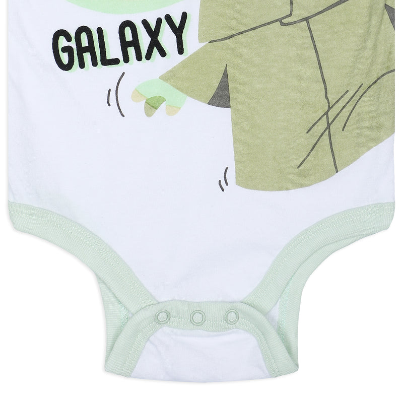 Star Wars The Mandalorian Baby Yoda Boys’ Short Sleeve Bodysuit and Cap Set for Newborn and Infant – White/Green