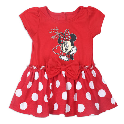 Disney Minnie Mouse Girls 2 Pack Dresses with a Bow for Toddler and Little Kids - Red