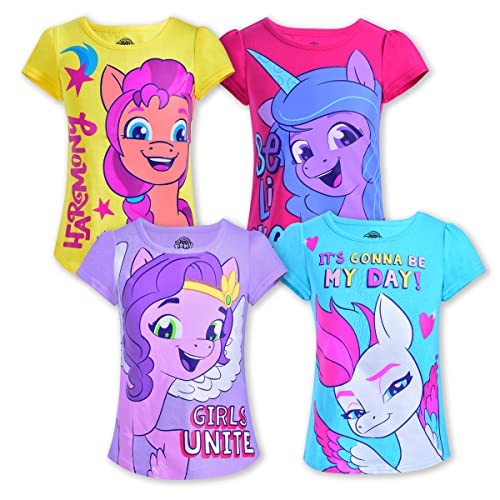 My Little Pony Girl's 4 Pack Unicorn Short Sleeve Tee Shirt Set