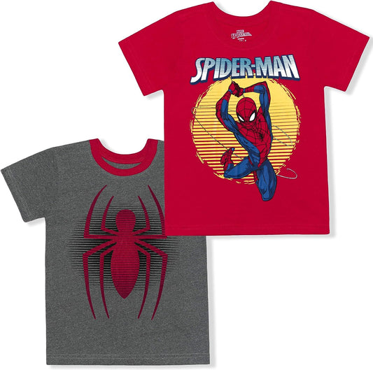 Marvel Spiderman Boys? 2 Pack T-Shirt for Toddler and Little Kids ? Red/Grey