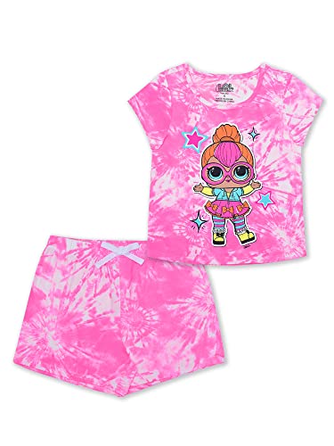 L.O.L. Surprise! Dolls Neon Q.T Girls’ Short Sleeve Shirt and Shorts Set for Little and Big Girls – Pink