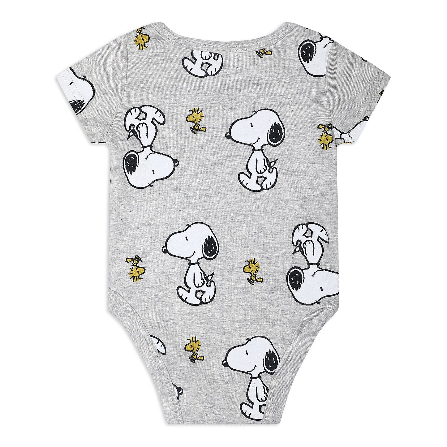 Peanuts Snoopy Boys’ 4 Pack Short Sleeve Bodysuit for Newborn and Infant – Red/White/Blue/Grey