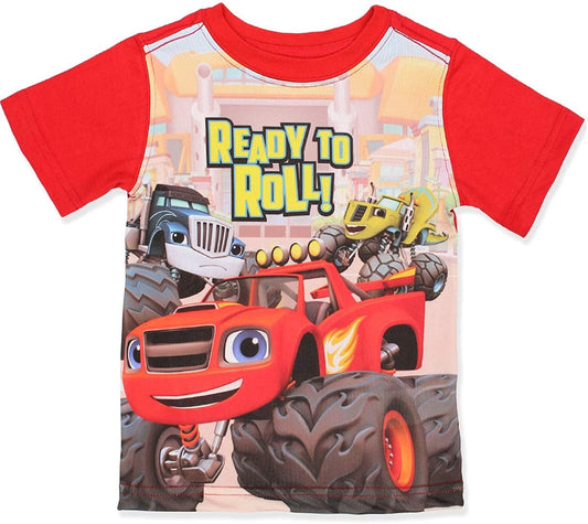 Nickelodeon Blaze and The Monster Machines Blaze, Crusher and Zeg Boys’ T-Shirt for Toddler and Little Kids – Red