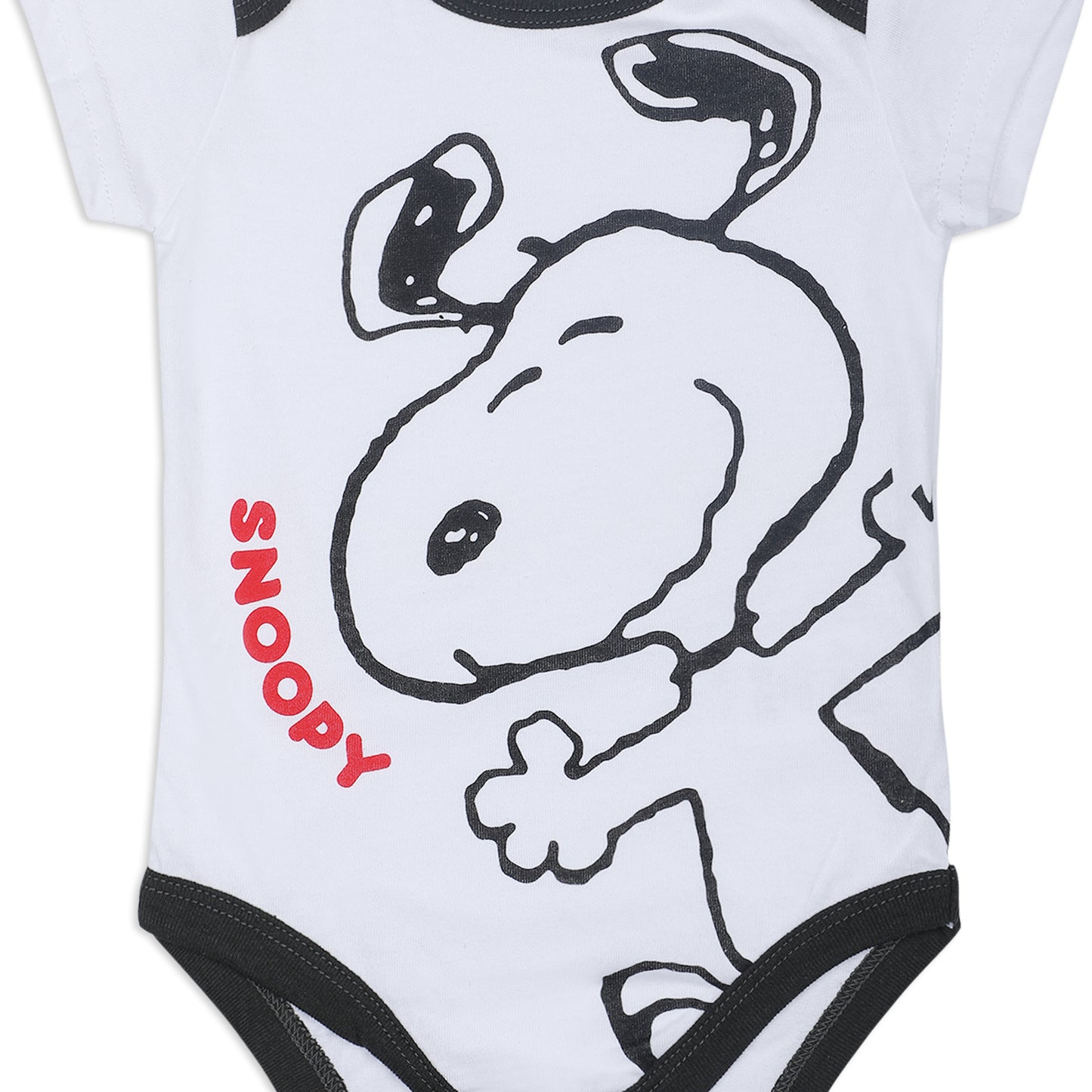 Peanuts Snoopy Boys’ Short Sleeve Bodysuit and Jogger Set for Newborn and Infant – Black/White