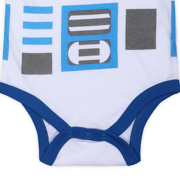 Star Wars Boys’ Roleplay Short Sleeve Bodysuit for Newborn and Infant – White or Brown or Black