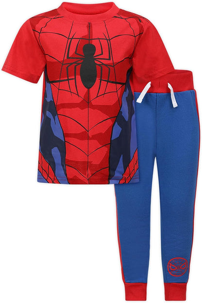 Marvel Spiderman Boys T-Shirt and Jogger Set for Toddler and Little Kids ? Red/Blue