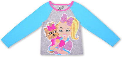 Nickelodeon Jojo Siwa Girls? Long Sleeve Shirt and Jogger Set for Toddler and Little Kids ? Blue/Grey