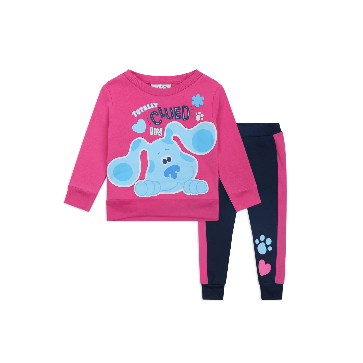 Nickelodeon Blue’s Clues & You Girls’ Long Sleeve Shirt and Jogger Pant Set for Infant and Toddler – Navy/Pink