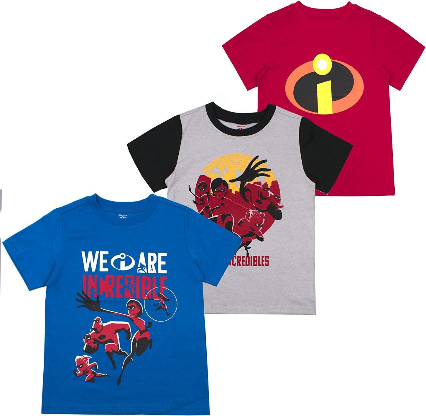 Disney Incredibles 2 The Incredibles Boys' T-Shirt (Pack of 3) Blue