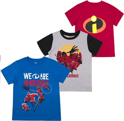 Disney Incredibles 2 The Incredibles Boys' T-Shirt (Pack of 3) Blue