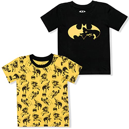 Batman Boys 2 Pack T-Shirt for Toddlers and Little Kids - Black