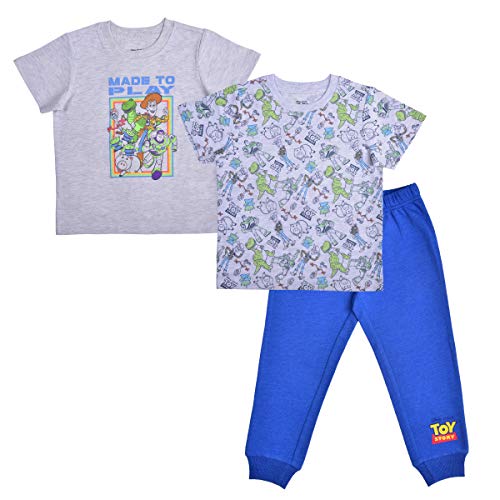 Disney Toy Story Boys’ T-Shirt and Jogger Pants Set for Toddler and Little Kids – Blue/Grey