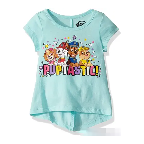 Paw Patrol Nickelodeon Girls Short Sleeve T-Shirt for Toddler and Little Kids - Grey/Pink/White/Blue