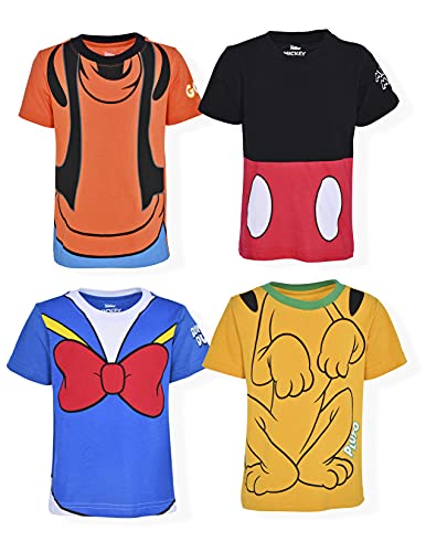 Disney Mickey Mouse & Friends Boys’ 4 Pack T-Shirt for Infant and Toddler – Blue/Orange/Yellow/Black