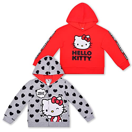 Hello Kitty Girls’ 2 Pack Hoodie for Infant, Toddler and Little Kids – Red/Grey