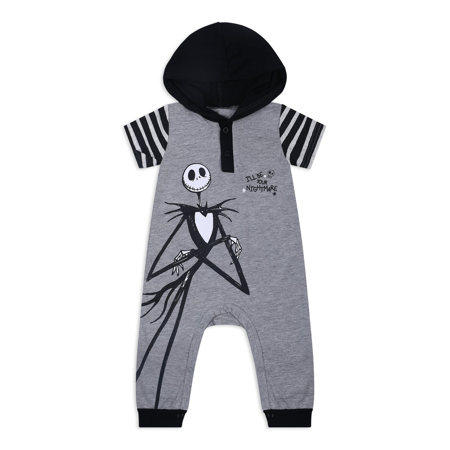 Disney Nightmare Before Christmas Boys’ Coverall Bodysuit and Short Sleeve Bodysuit for Newborn and Infant – Grey