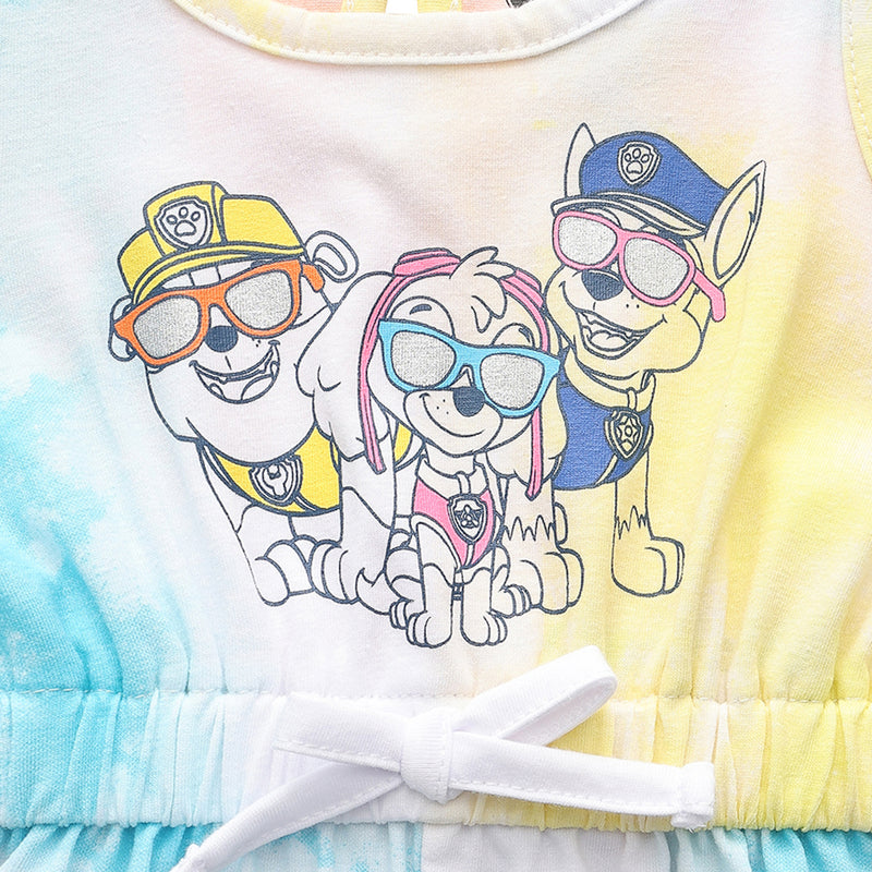 Nickelodeon Paw Patrol Skye, Chase, Marshall and Rubble Girls 2 Pack Sleeveless Romper Shorts for Toddlers