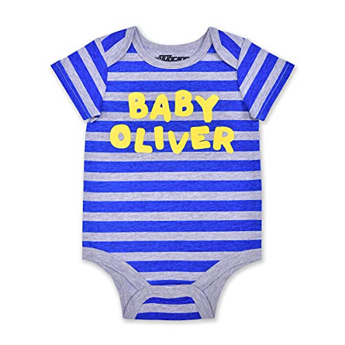 10 Threads “Baby Liam” Boys’ Short Sleeve Bodysuit for Newborn and Infant – Blue/Grey