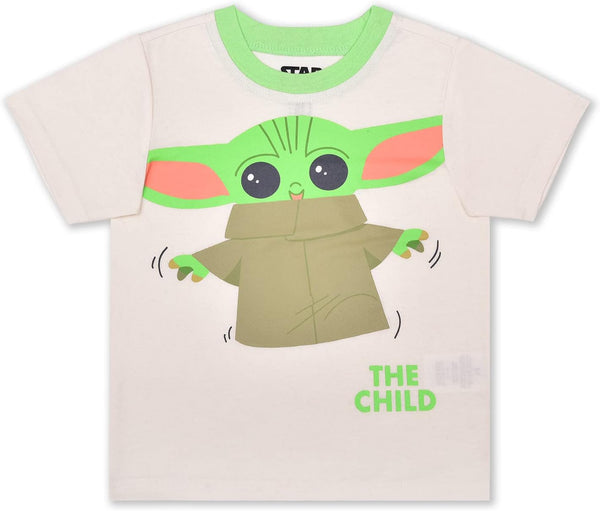 STAR WARS Baby Yoda Boys? T-Shirt and Jogger with Drawstring Set for Toddler and Little Kids ? Beige/Black