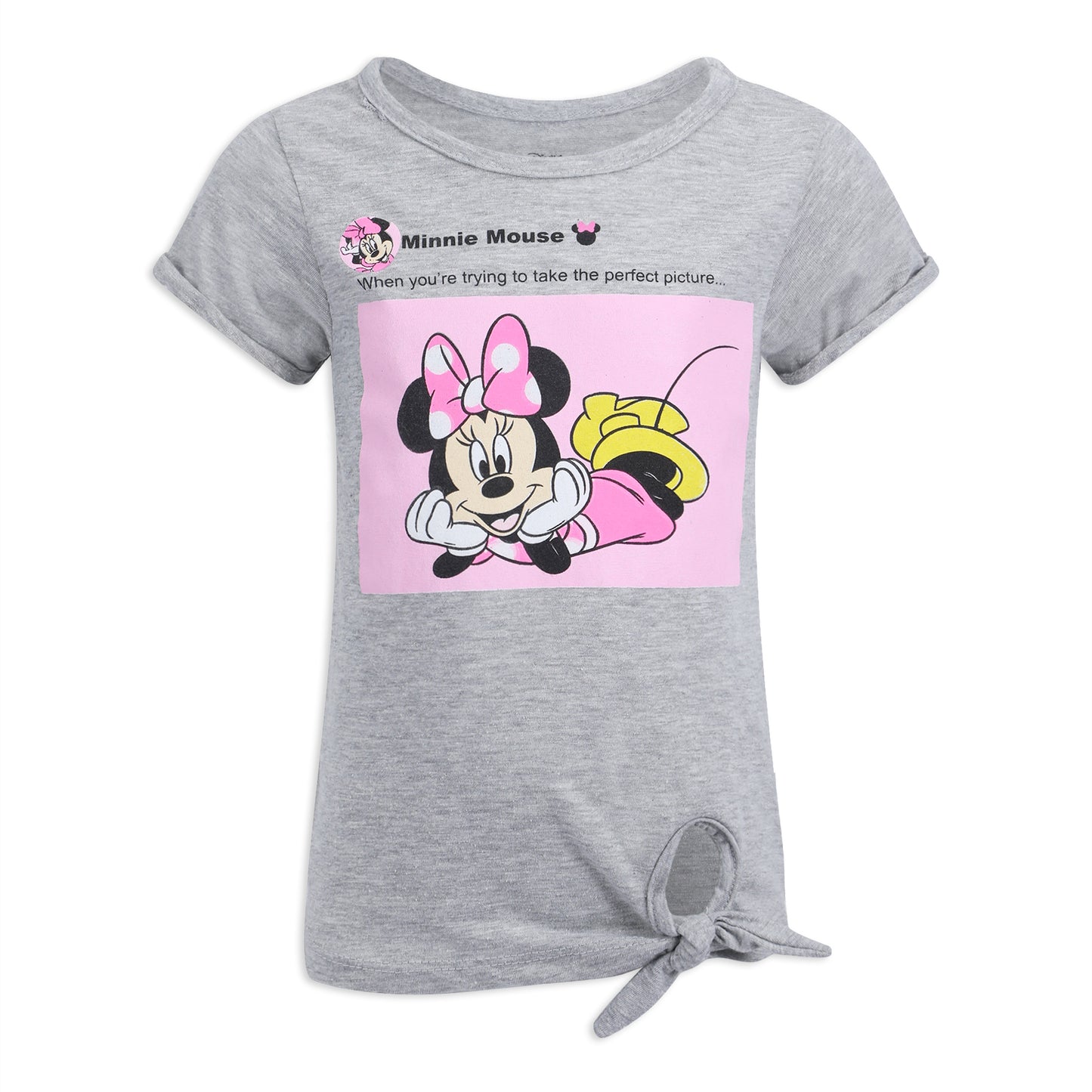 Disney Minnie Mouse Girls’ T-Shirt and Short Set for Toddler and Little Kids – Pink/Grey