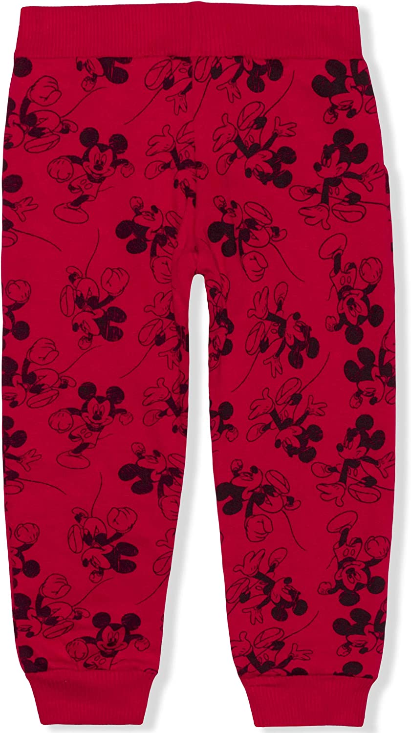 Disney Mickey Mouse Boys Jogger Sweatpants with Drawstring for Toddler and Little Kids – Blue or Red or Black