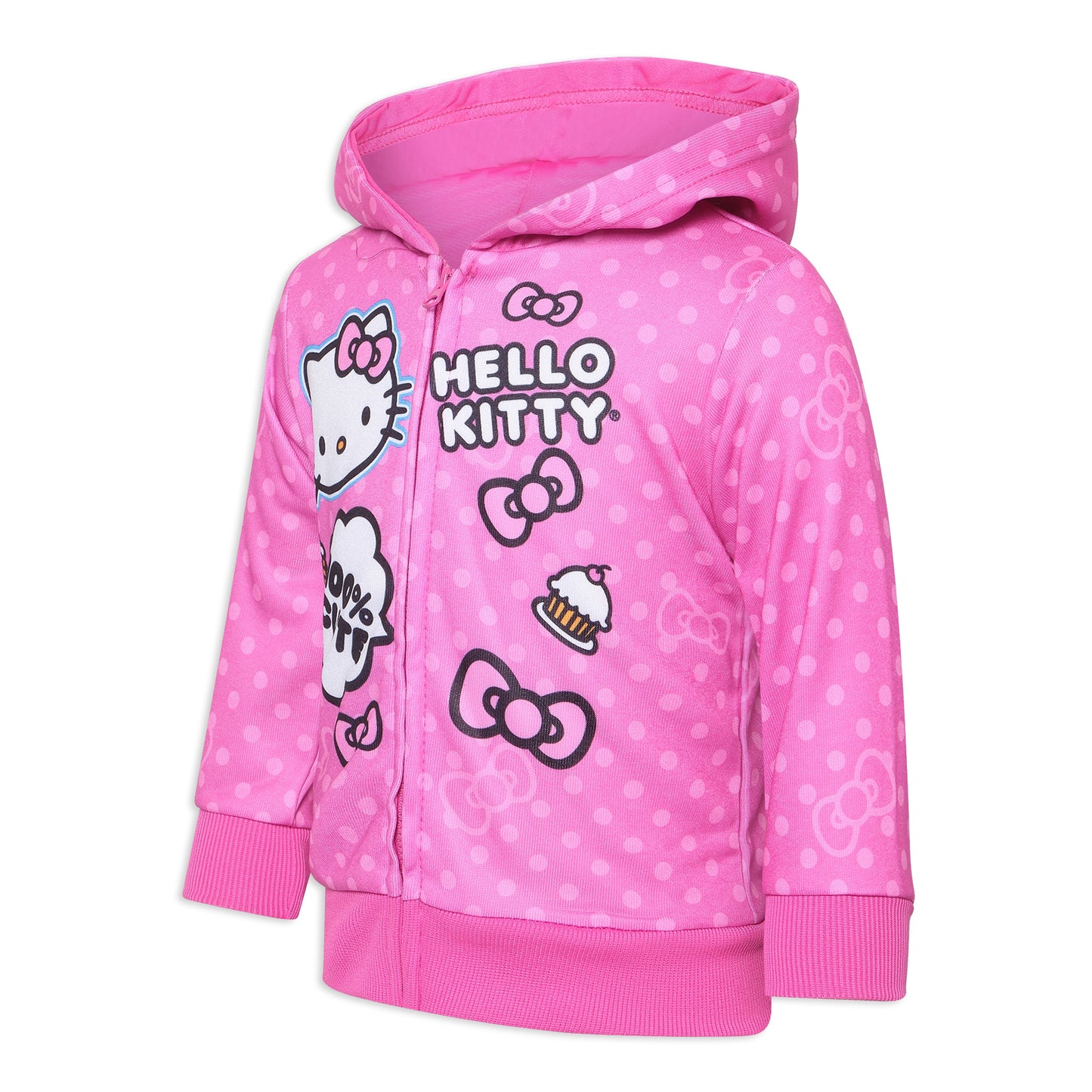 Hello Kitty Girls Zip Up Hoodie for Infant, Toddler and Big Kids – Pink