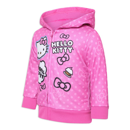 Hello Kitty Girls Zip Up Hoodie for Infant, Toddler and Big Kids – Pink