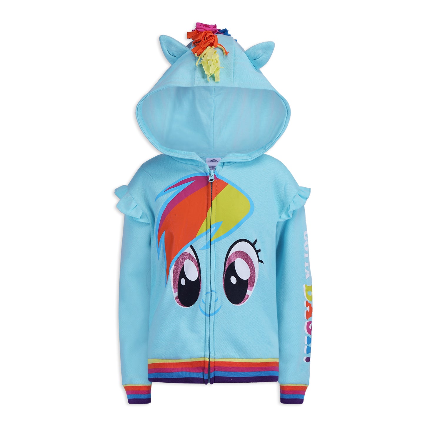 My Little Pony Girls’ Zip Up Hoodie for Toddler, Little and Big Kids – Blue/Grey