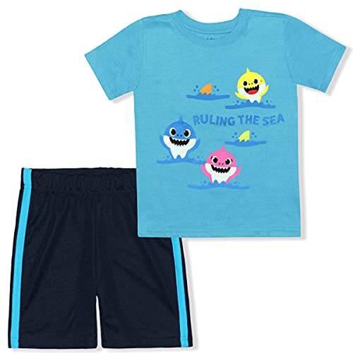 Nickelodeon Baby Shark Boys’ T-Shirt and Short Set for Toddler – Blue/Navy